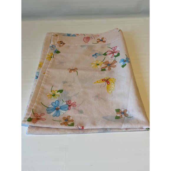 Vtg Thomaston Pink Butterfly Standard Pillow Case Linen Cotton Floral Blue - Picture 4 of 7